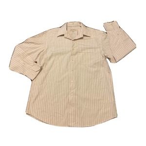 Tommy Bahama 15.5 32-33 Pink Gray Long Sleeve Striped Button Front Casual Shirt